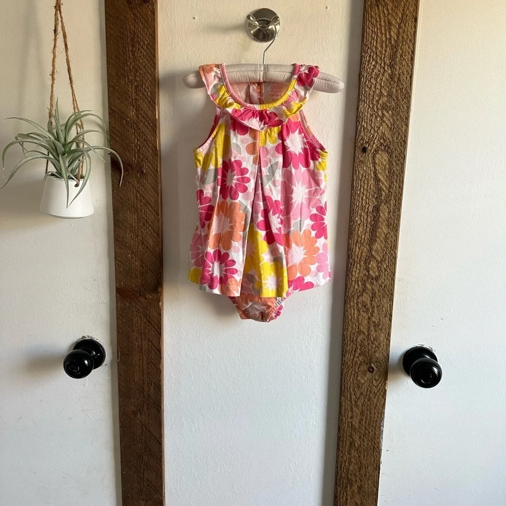 Carter’s Retro Mod Floral Romper Dress 24 Months Baby Toddler Girl